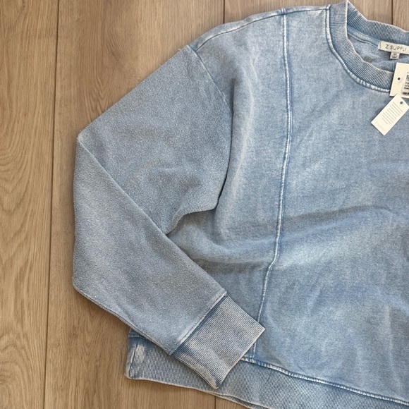 Z Supply Light “denim” Blue Crewneck NWT SZ XS - Picture 5 of 9